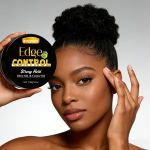 5.3oz Castor Oil Edge Control Hair Gel, Strong Hold Non-Greasy Hair Styling Wax, Smooth Frizz, Natural Shine, Shiny Curls, Long-Lasting Large Capacity Haircare Daily