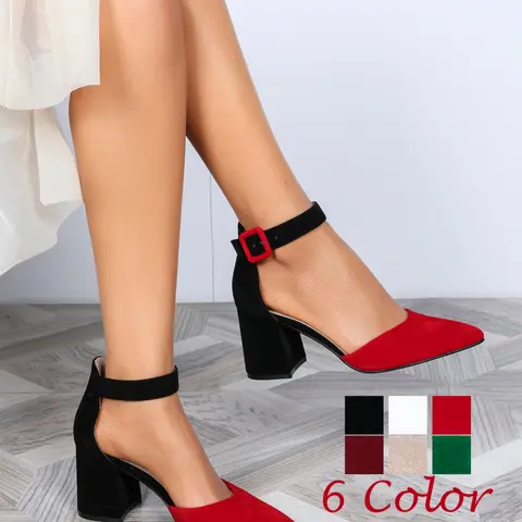 Women's Pointed Toe Dressy Buckle Design Wedge Heels, Elegant Plain PU Leather Formal Shoes, Wedding Party Office Casual Wear, All Seasons Medium Width Footwear, Casual Summer Shoes