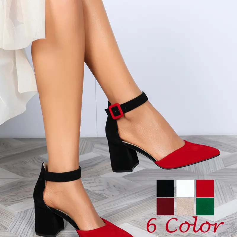 Women's Pointed Toe Dressy Buckle Design Wedge Heels, Elegant Plain PU Leather Formal Shoes, Wedding Party Office Casual Wear, All Seasons Medium Width Footwear, Casual Summer Shoes