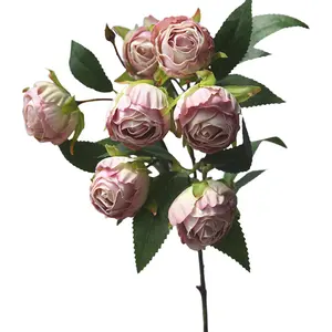 Artificial Multi-Head Silk Rose Bouquet, Simulation Floral Arrangement for Home Living Room, Wedding Party Decorations