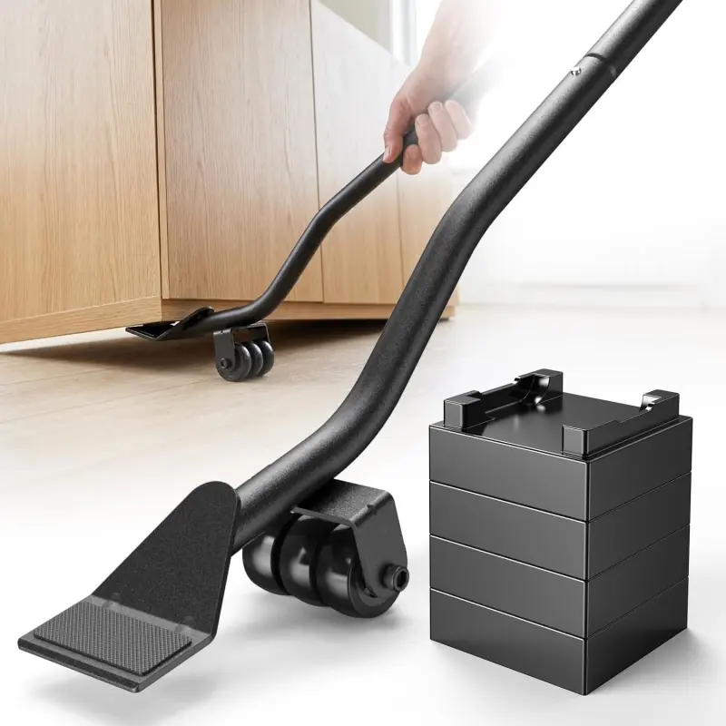 Heavy Duty Furniture Jack for Sliders on Carpet,Back Saving Furniture Lifter Tool for Pads on Hardwood Floors,660 Lbs Load Appliance Lifter Jack & 4 Stackable Blocks to Raise Furniture