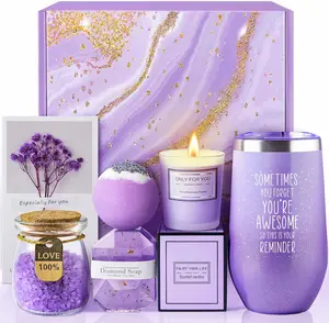 Mother's Day Gifts for Women, Mom, Wife, Girlfriend, Sister, Her - Happy Birthday, Christmas, Valentine's Day, Mothers Day Gifts - Lavender Spa Gift Basket Set