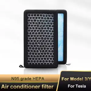 2pcs HEPA N98 For Tesla Model 3 Model Y Carbon Activated PM2.5 Cleaner Air Filter Conditioner Replacement Kit Car Accessories