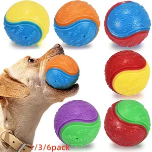 1/3/6pcs Squeaky Dog Balls, Puppy Pet Chew Balls Teething Balls 2, 5in, High Bouncy Dog Ball For Interactive Playing, Dog Toys Balls For Training, Tough Ball Toys For Dogs, Fit With Dog Ball Launcher, Without Battery