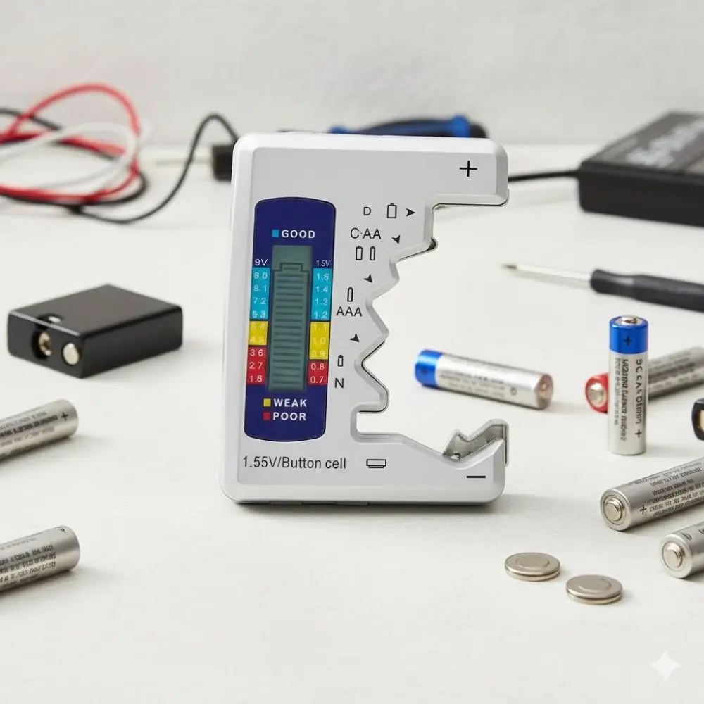 Portable Battery Tester, Smart Digital Display Analyzer for AA AAA C D 9V & Button Batteries, Capacity & Performance Checker