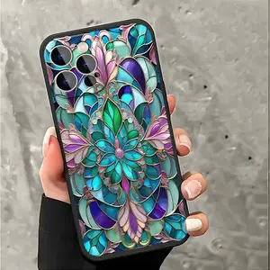 Beautiful Special Stained Glass Look Decorative Retro Art Aesthetic Phone Case for iPhone16 11 15 14 13 12 Pro Max XR Plus Black and White Phone Case Teen Girls Boys Gift Fashion Item