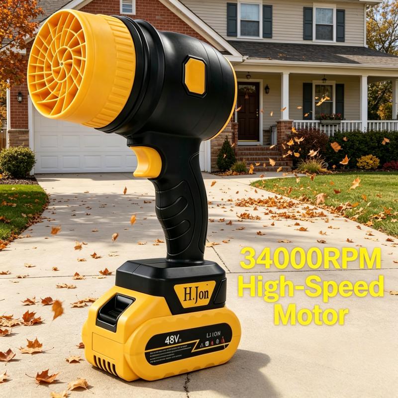 Cordless leaf blower, brushless dust collector, 3400 rpm, handheld electric dust collector for household cleaning, automobiles, outdoor use 21V mini dry blower fan, (tool only) US standard two plug