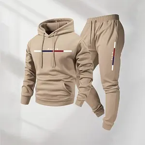 Men's Paris Letter Printed Hoodie & Drawstring Sweatpants Set Casual Athletic Long Sleeve Hooded Jacket & Trousers for Fall Winter Soft Breathable Fabric Loose Fit Tracksuit Athleisure