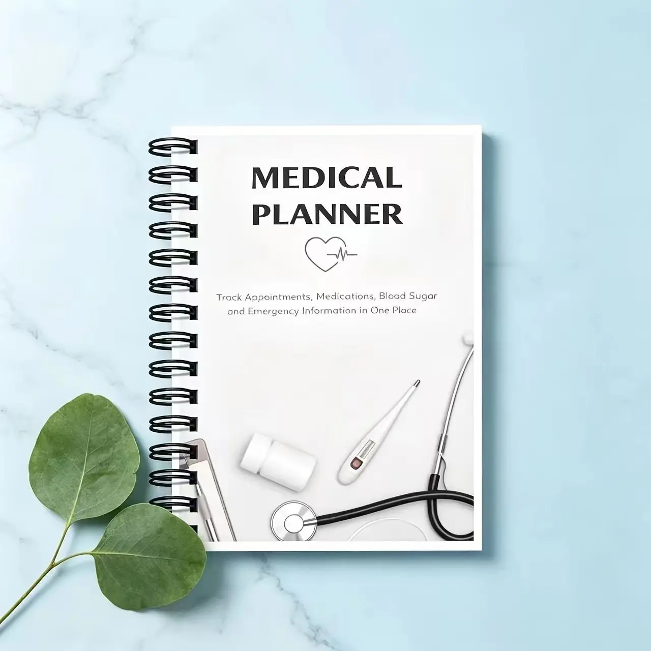 Medical Plan & Health Organizer, Spiral Bound Medical Log Book, Track Appointments, Medications, Blood Sugar, Symptoms, Emergency Info, Personal & Family Health Management, Spiral Bound Planner