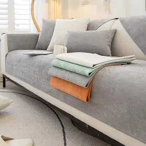 Solid Color Chenille Sofa Mat, Breathable Non-Slip Sofa Cover, Universal Sofa Protector, Pet Friendly Sofa Protector for Home Office Bedroom Living Room Decor