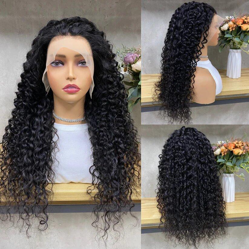 13x4 Lace Frontal Human Hair Wigs Pre Plucked Water Wave Transparent Lace Front Wig Curly Human Hair Wigs For Women 150% Density