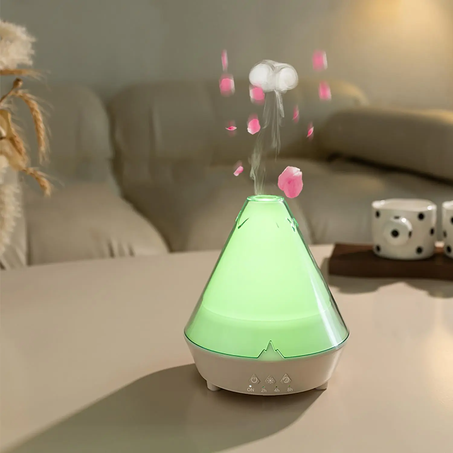 USB Charging Volcano Humidifier, Creative 3D Simulation Flame Humidifier with 3 Timing Function, Desktop Decorative Humidifier for Home Office Bedroom