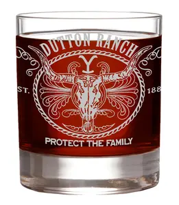 YELLOWSTONE DUTTON RANCH Etched Rocks Glass, 11 oz
