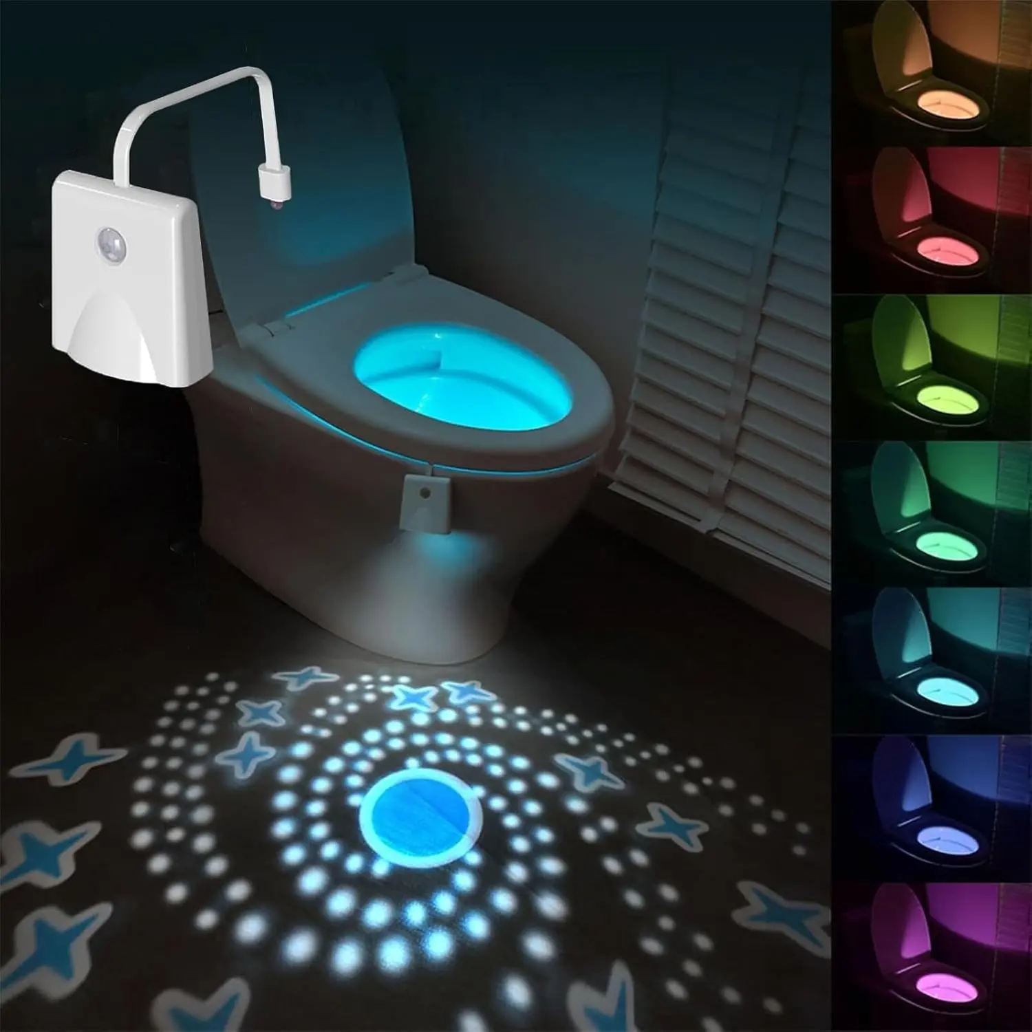Toilet Light Motion Sensor, 16-Color Automatic Light Changing Toilets Night Light with Star Projection Lights, Rechargable Toilet Bowl Light Bathroom Night Light, Funny Gift for Women Men Teen Girls Boys, Led Night Light, Electronic Lights