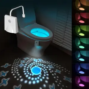 Toilet Light Motion Sensor, 16-Color Changing Toilets Night Light with Star Projection Lights, Rechargable Toilet Bowl Light Bathroom Night Light, Funny Gift for Women Men Teen Girls Boys, Led Night Light