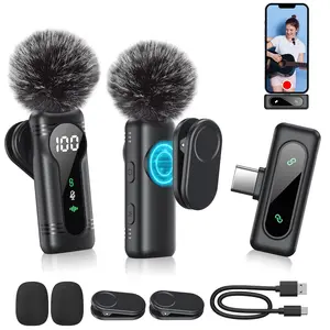 USB C Wireless Lavalier Microphone for Type-C,Android Phone,PC,Mini Microphone with Noise Reduction,Lapel Microphone for Video,Interviews,Live Streaming,TikTok,YouTube,2Pack (For iPhone 15 and Above)