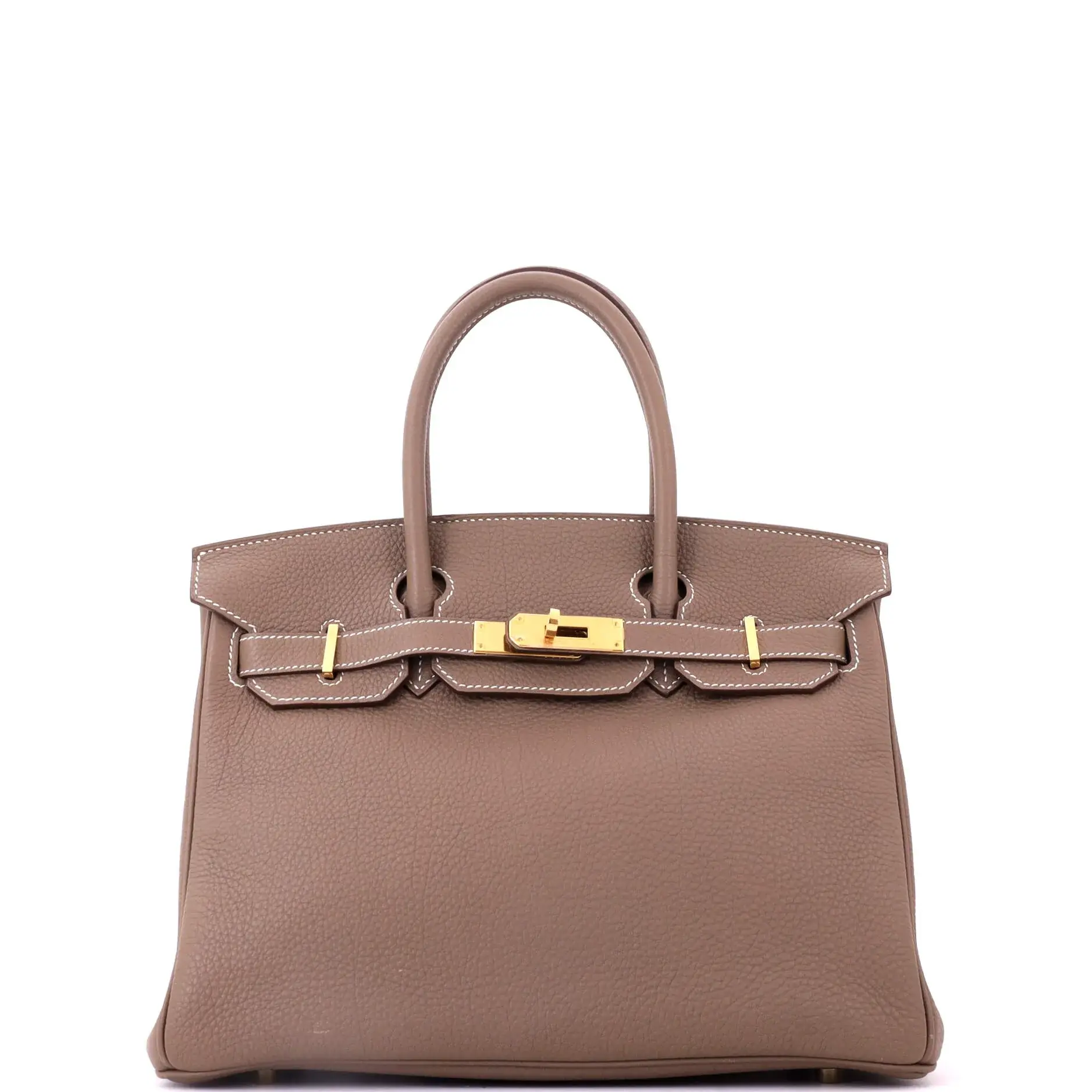 Pre-owned HERMÈS Leather Tote Bags REBAG Hermes Birkin Handbag Grey Togo with Gold Hardware 30 by Rebag