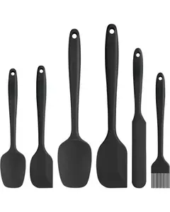 Silicone Spatula Set, 6 Pieces Food Grade Kitchen Utensils with Silicone Brush Heat Resistant BPA-free Rubber Spatula for Scraping, Baking, Cooking, Mixing