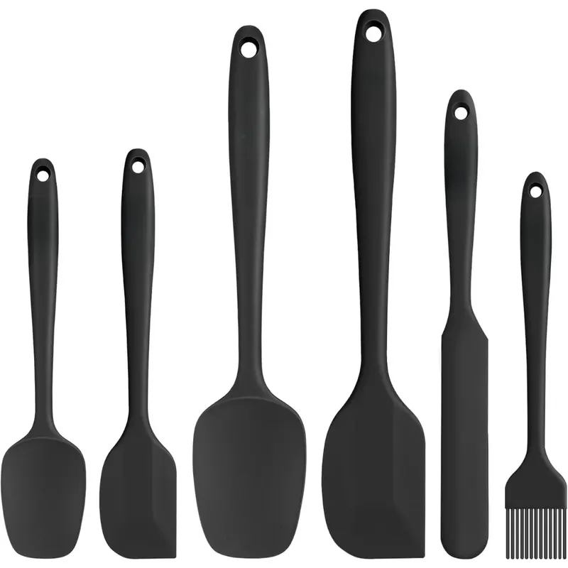 Silicone Spatula Set, 6 Pieces Food Grade Kitchen Utensils with Silicone Brush Heat Resistant BPA-free Rubber Spatula for Scraping, Baking, Cooking, Mixing