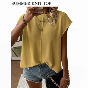 Women's Solid Color Sweater Vest, Casual Fashion Round Neck Sleeveless Knit Top for Summer, Fashion Women's Knitwear for Daily Wear