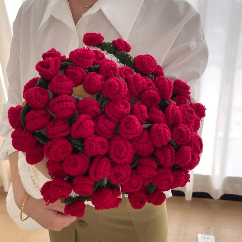 Rose hand-woven blanket, pure handmade blanket, can be turned into a bouquet of roses blanket,a gift for the object, mother, elders, a special gift-MM