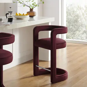 Winslow Performance Velvet Counter Stool in Mulberry