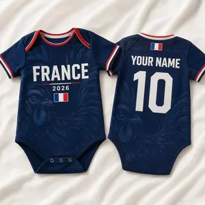 Custom France Baby Soccer Bodysuit 2026, Personalized Baby Football Onesie, France Fan Gift, Custom Name Number Shirt