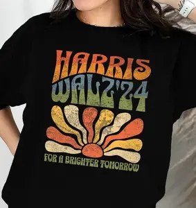 Harris Walz 2024 Shirt ,Kamala Shirt, Tim Walz Shirt Boho Aesthetic Retro T Election 2024 Shirt LGBTQIA Rainbow Vote Democrat Vote Blue