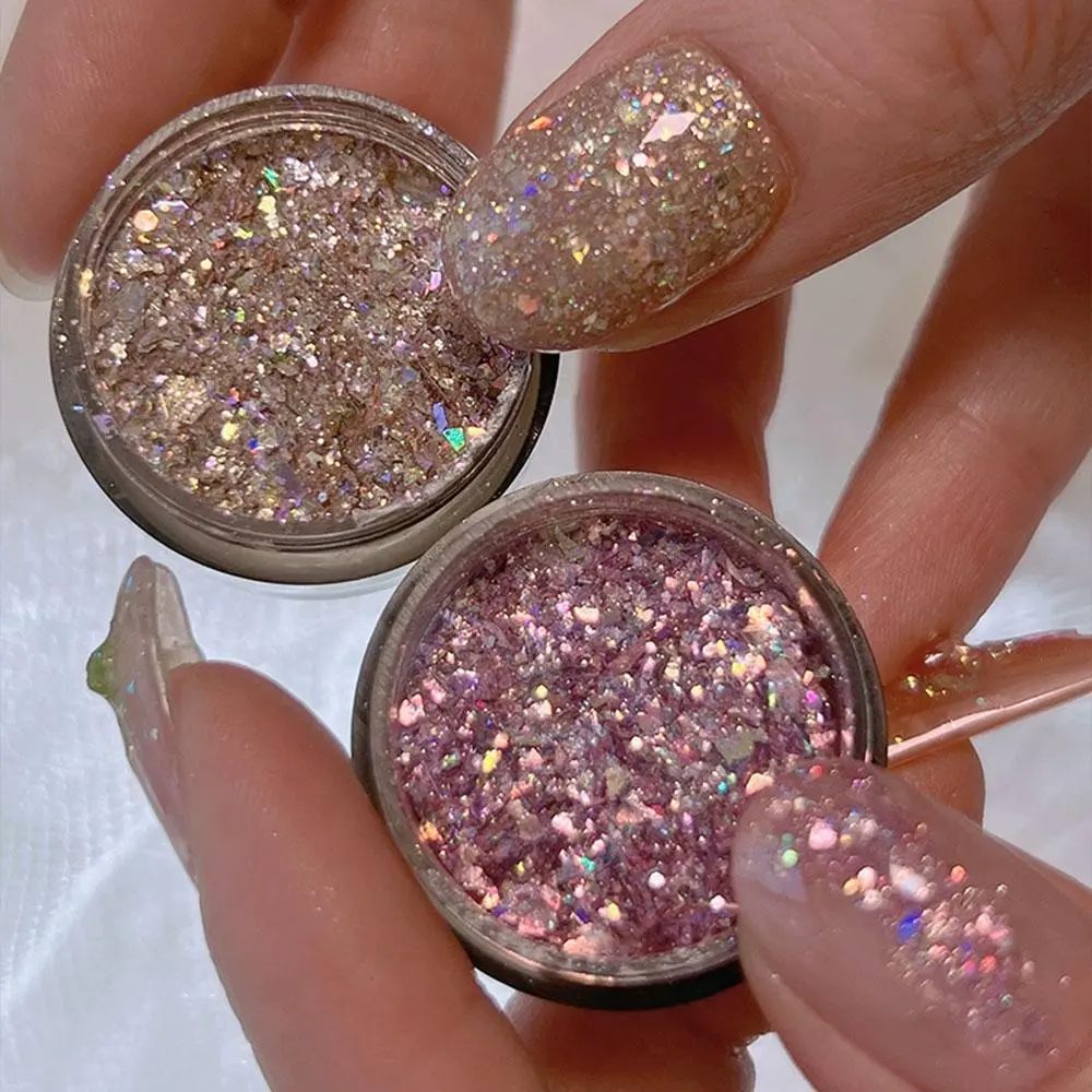 1Box Holographic Sequin Nail Art Glitter Flakes Aurora Iridescent Pigment Starry Series Paillettes Sparkly Sequins for Manicure