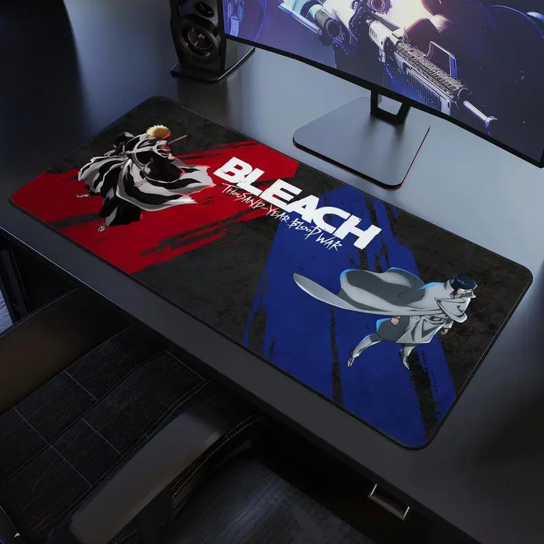 Ichigo & Uryu Desk Mat, Bleach Anime Quincy And Soul Reaper Design, Ultra HD Gaming Mouse Pad for Shonen Fans and Rivalry Setups