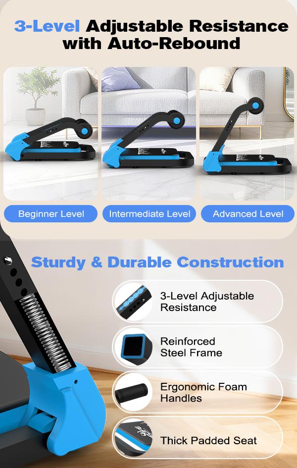 Relife Sports Blue Ab Crunch Machine-Core &Tummy Exercise Equipment, Sit-Up and Ab Curl Trainer with 330LB Capacity, ldeal for Home Gym,Core Strength & Muscle Toning