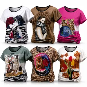 6 Pack Women’s Plus Size Printed Tops, Lightweight Breathable Short Sleeve Shirts, Loose Fit Casual Summer Blouses for Seniors and Ladies