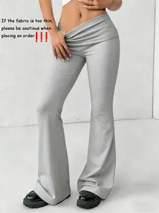 Women's High-Waisted Yoga Pants, Tummy Control Dual-Layer Wide Leg Sports Tight-Fit, Comfortable Fashion Fitness Gear Sports Bottoms Spring & Fall