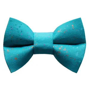 Cat Bow Tie - "The Teal Tomorrow" - Teal with Splatter Paint Print Bow Tie for Cat Collar / Aqua,  Autumn / Cat, Kitten + Small Dog Bowtie