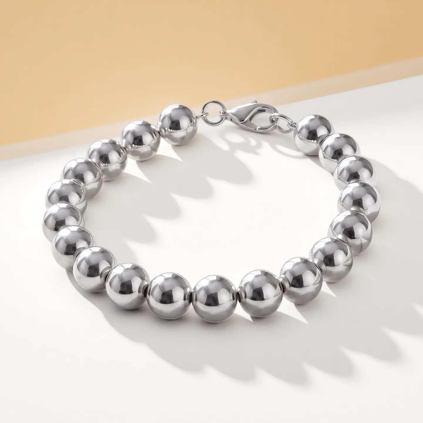 925 Sterling Silver 8MM Italian Bead Ball Chain Bracelet- Handmade Bead Italian Bracelet, Silver Bead Bracelet For Women, 8.26Inch Bracelets，Giving a birthday gift to the mother of my girlfriend