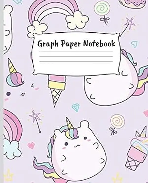 Graph Paper Notebook: Composition Notebook For Maths And Science - Kawaii Cat Unicorn Design - Quad Ruled 5x5 Grid Paper For Students - (7.5 x 9.25) (Graph Paper Composition Notebooks)