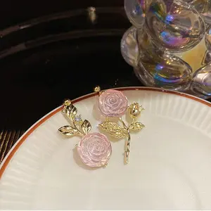 Asymmetric Flower Earrings, 2023 New Arrival Niche Design High-End Dangle Earrings, Rose Stud Earrings for Women