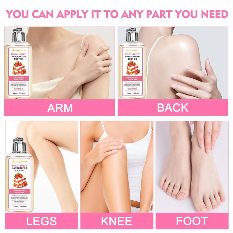 Handcrafted Body Juice Oil - Moisturizing & Nourishing - Anti-Cracking & Dryness - Daily Body Care Moisturizer with 5-Fragrance - Essence Oil moisturising moisturiser perfumed lotion Honey Almond Milk Body Oil Moisture Hydrating peach Cosmetic   body  oil