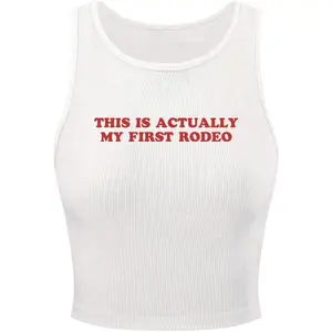 Women’s Letter Graphic Crop Tank Top - Rodeo Top