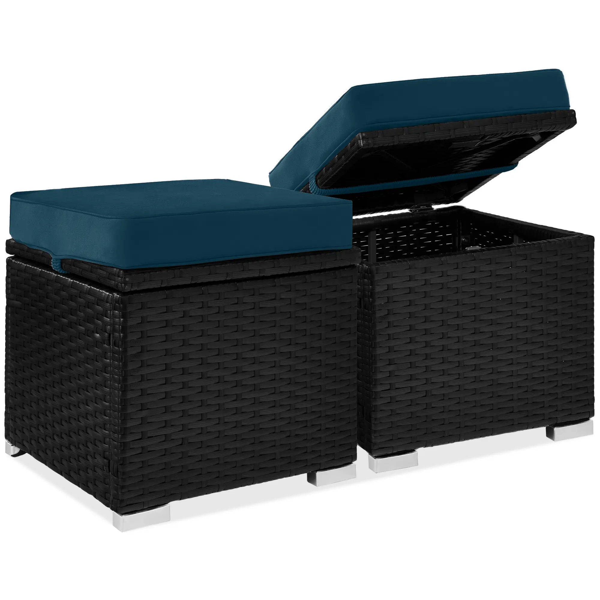 Best Choice Products Set of 2 Wicker Ottomans, Multipurpose Furniture w/ Removable Cushions, Steel Frame Best Choice Products Set of 2 Wicker Ottomans, Multipurpose Furniture w/ Removable Cushions, Steel Frame