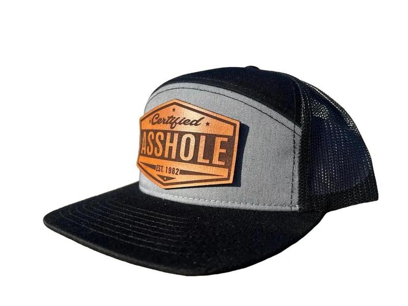 Customized Leather Patch Flat Bill Hat with "Certified A$$ole" Design - Personalizable Year Option