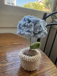 Hydrangeas Plant - Handmade Crochet Flower in Cozy Pot for Home Decor and Gift Giving