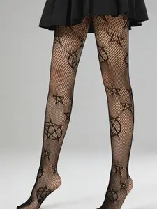 Women's Seamless Five-Point Star Pattern Pantyhose, Comfortable & Stylish Design, Perfect for Daily Wear, Women's Fashion Accessories