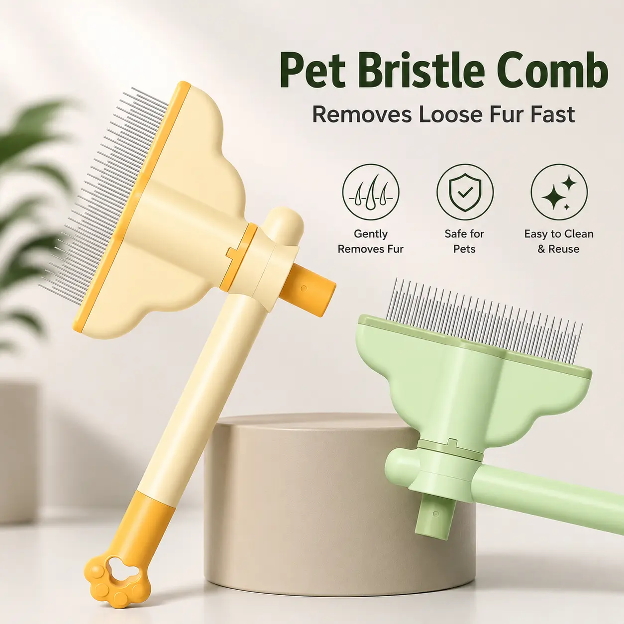 2-Pack Rotatable Dog & Cat Grooming Comb with Long & Short Stainless Steel Teeth, Abs Construction, Hurtless Double-Sided Tool for Daily Use, Reduces Shedding, All Coat Types Loose Hair Removal