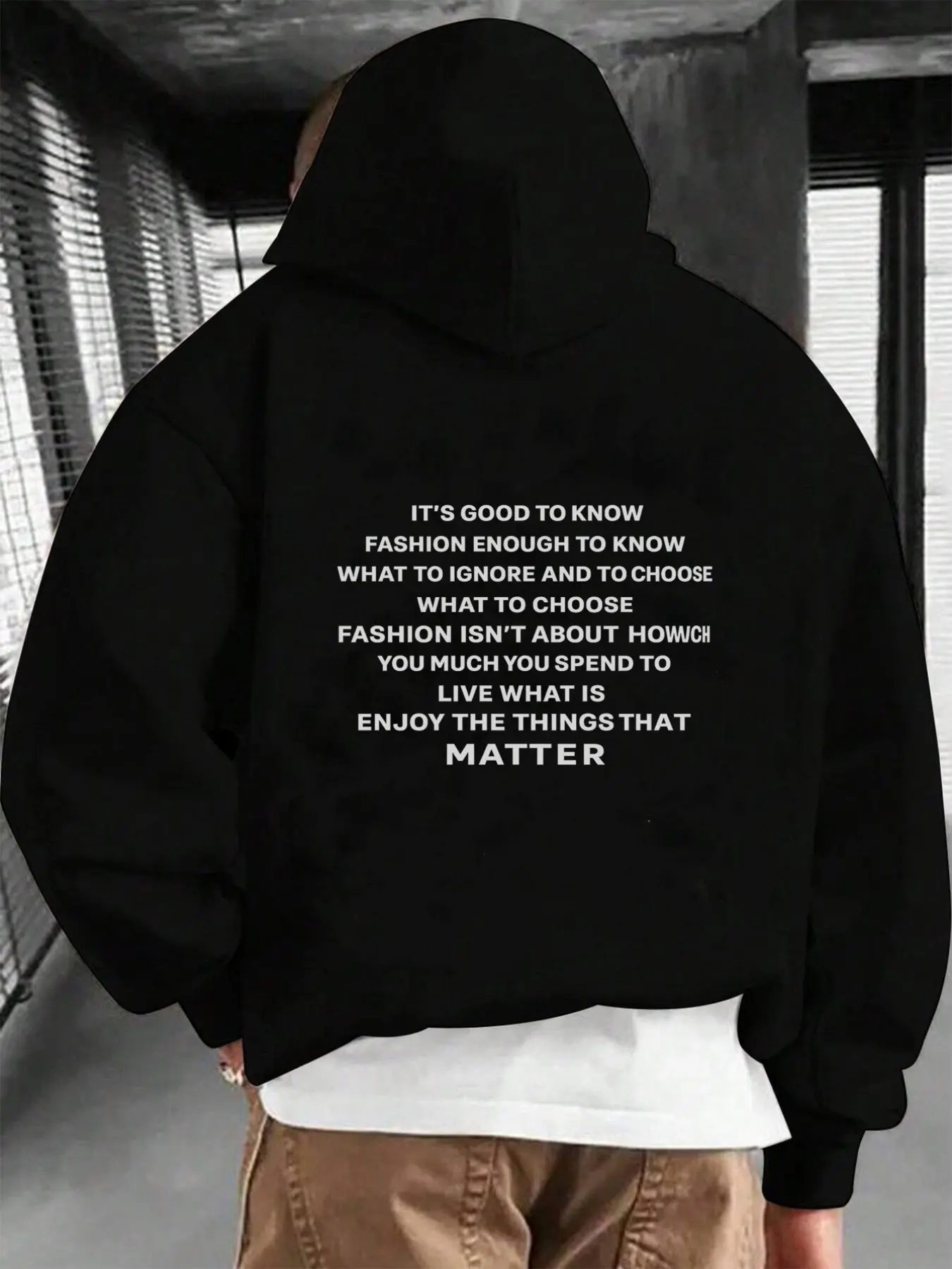 Minimalist plain color men's fashionable hoodie trend Korean version personalized creative pattern print machine washable autumn and winter hooded casual trend men's hoodie