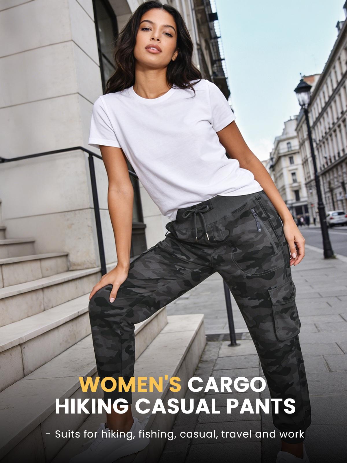 YSENTO Women's Camo Cargo Pantgs Lightweight Hiking Pants Outdoor Quick Dry Casual Travel Sweatpants Joggers Elastic Waist Button Pockets  #Monther's DAY #summervibes #outdoorfun