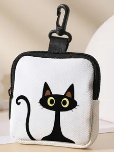 Cute Cat Pattern Zipper Coin Purse, Multi-functional Storage Bag, Durable Polyester Coin Purse, Ideal Gift for Women & Girls