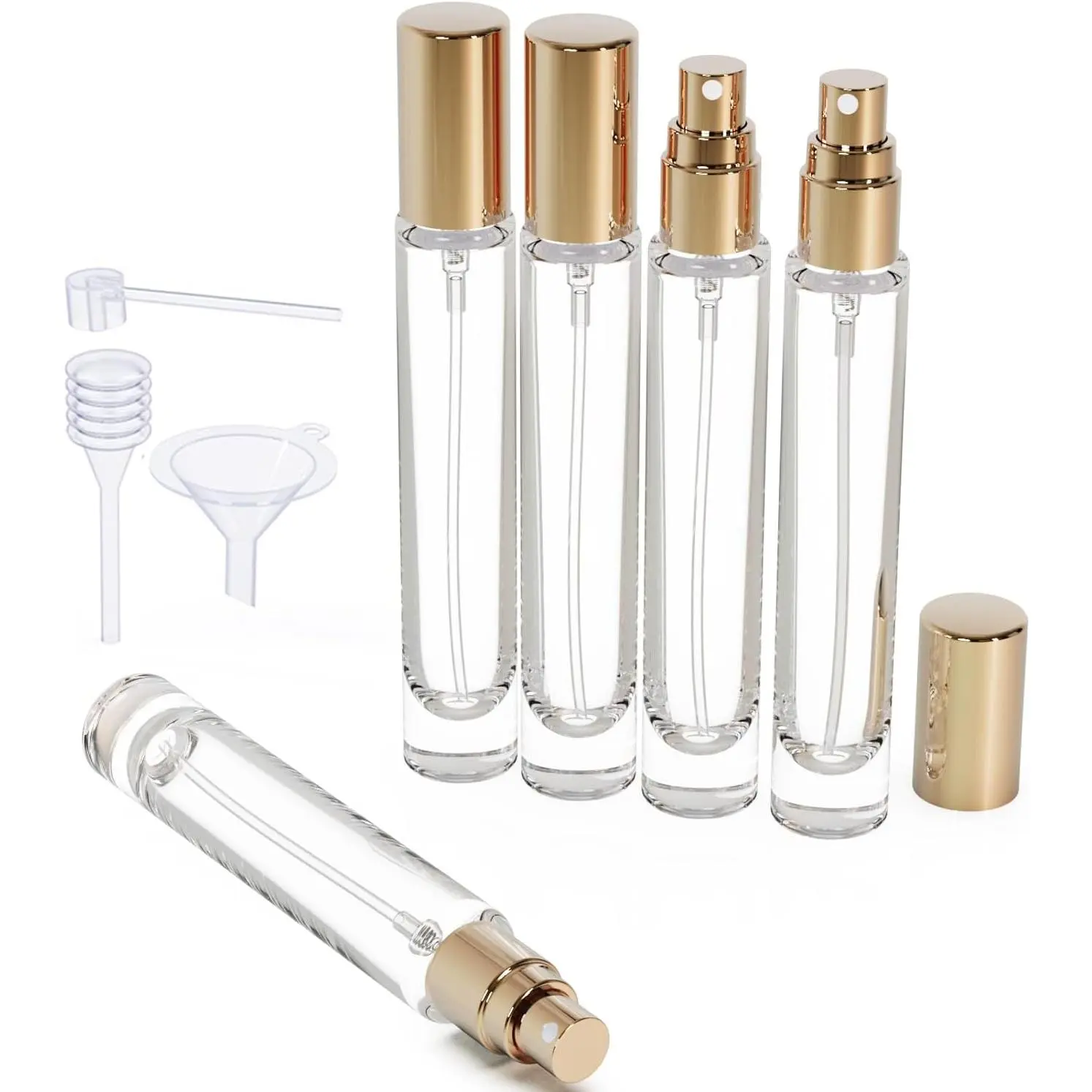 10ML 5Pack Glass Perfume Bottle Set, Mini Perfume Bottles Refillable With Dispenser Tools, Cologne Atomizer Empty, Pocket  Bottle for Travel and Sample Container