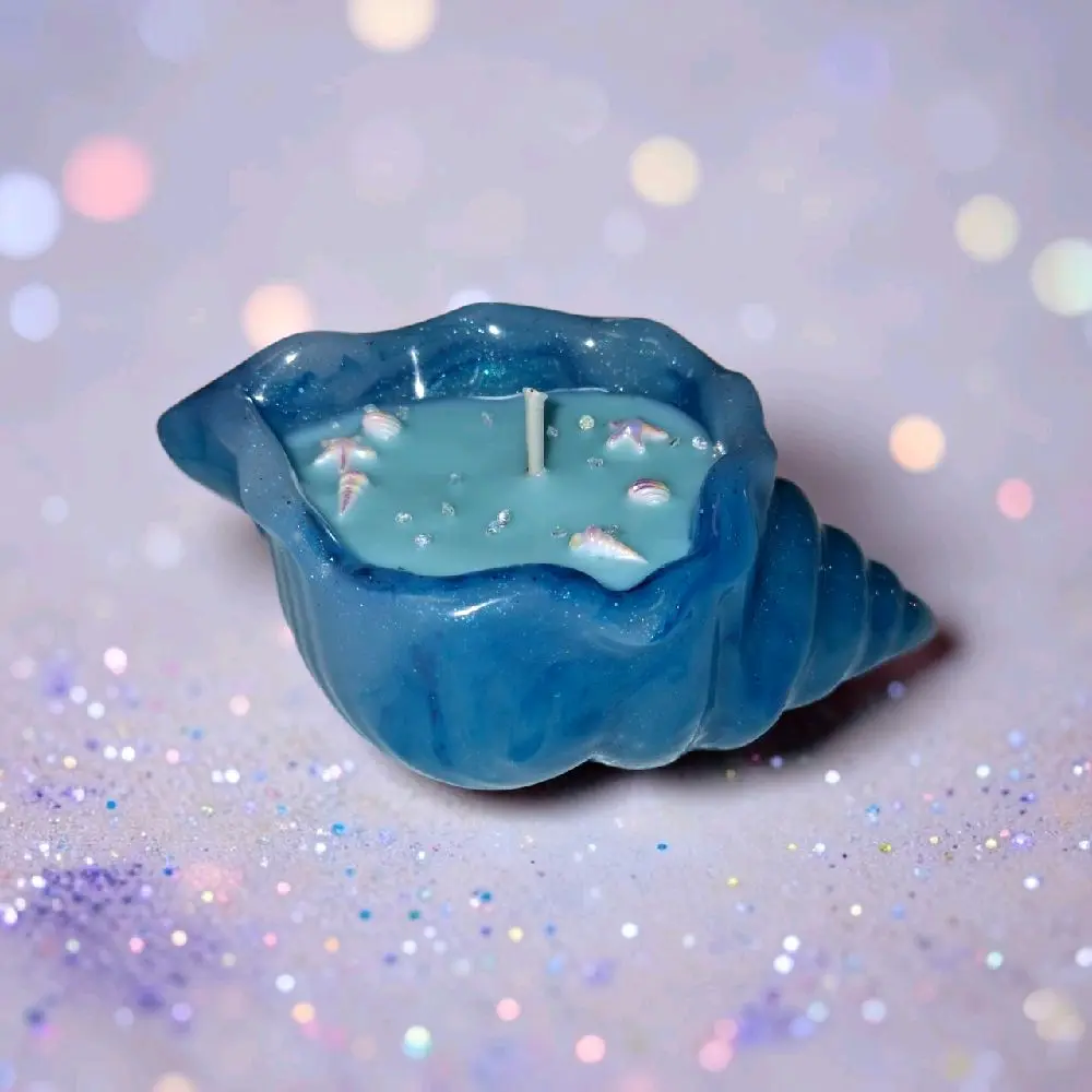 Handmade Seashell Resin Jar Scented Candle - Light Up Your Space, Ocean Collection, Coastal Home Decor Item