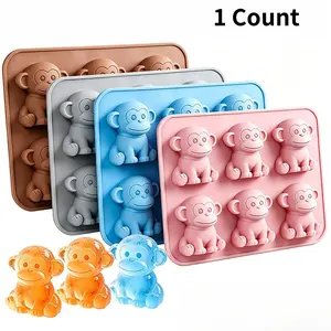 Mini Monkey Ice Cube Mold, Cute 3D Ice for Drinks, Reusable Silicone Ice Cube Molds, Funny 3D Monkey Tray for Whiskey Cocktails Beer Coffee